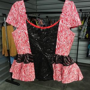 Cap sleeve peplum w/t sequin African print